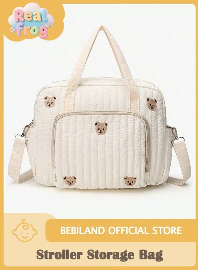 Realfrog Baby Diaper Tote Bag, Stroller Storage Bag, Infant Carriages Diaper Organizer Pouches, Handbag Embroidered Mommy Bag - Image 1